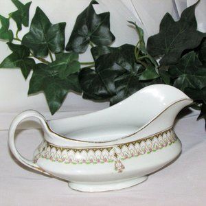 Vintage Gravy Boat J & G MEAKIN Pink Roses Scrolls England Cottagecore Boho